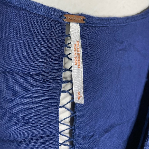 Free People Romeo Navy Blue Ladder Trim Mini Dress S - Picture 5 of 8